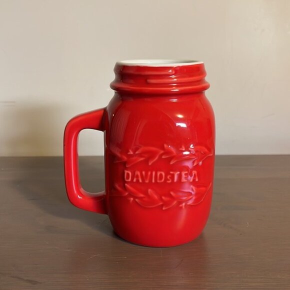 David’s Tea Red Ceramic Mason Jar Mug - Picture 4 of 6